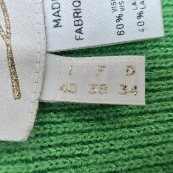 VTG Genny Maglia Cardigan Woman Small Green Wool Blend Heavy Knit Made in‎ Italy